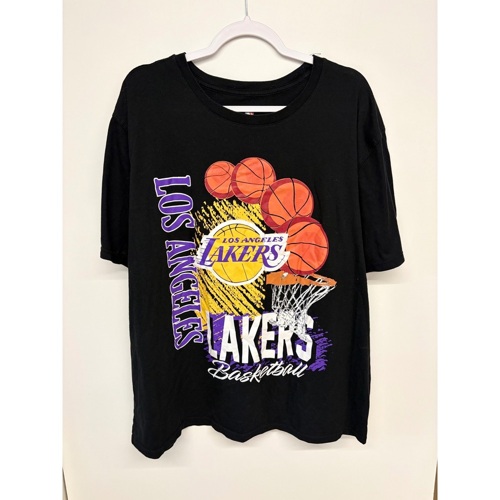 90s Streetwear T Shirt Los Angeles Lakers NBA Men L Black Basketball Retro Sport